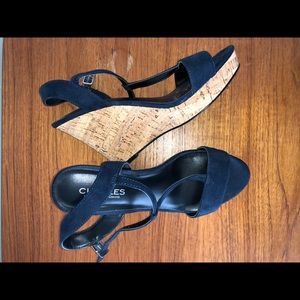 T-wedge navy summer shoes